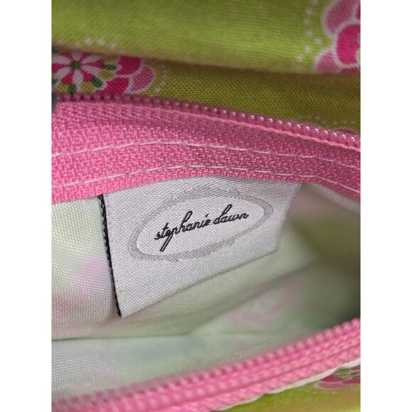 Stephanie Dawn Vintage Bright Neon Green Hot Pink Fabric Crossbody Purse Wallet - Picture 5 of 7